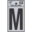 Address Letters, "M", Reflective Black/Silver Vinyl, Adhesive, 1-In.