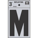 Address Letters, "M", Reflective Black/Silver Vinyl, Adhesive, 3-In.
