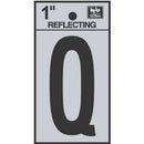 Address Letters, "Q", Reflective Black/Silver Vinyl, Adhesive, 1-In.