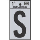Address Letters, "S", Reflective Black/Silver Vinyl, Adhesive, 1-In.