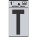 Address Letters, "T", Reflective Black/Silver Vinyl, Adhesive, 1-In.