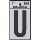 Address Letters, "U", Reflective Black/Silver Vinyl, Adhesive, 1-In.