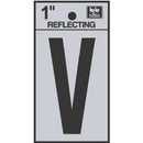 Address Letters, "V", Reflective Black/Silver Vinyl, Adhesive, 1-In.