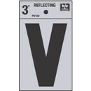 Address Letters, "V", Reflective Black/Silver Vinyl, Adhesive, 3-In.