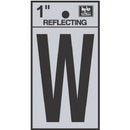 Address Letters, "W", Reflective Black/Silver Vinyl, Adhesive, 1-In.