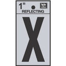 Address Letters, "X", Reflective Black/Silver Vinyl, Adhesive, 1-In.
