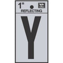 Address Letters, "Y", Reflective Black/Silver Vinyl, Adhesive, 1-In.