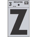 Address Letters, "Z", Reflective Black/Silver Vinyl, Adhesive, 3-In.