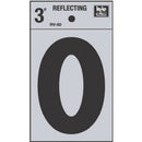 Address Number, "0", Reflective, Black Vinyl Adhesive, 3-In.