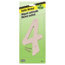 Address Number, Zinc With Satin Finish, 4-In., "4"