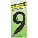 House Address Number "9", Black Die-Cast Aluminum, 3-1/2-In.