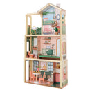 Click & Play Fully Assembled Pop-Up Wooden Dollhouse With 50 Accessories