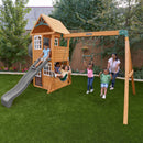 Sterling Falls Wooden Swing Set / Playset With Clubhouse, Mailbox, Slide and Play Kitchen - Gray