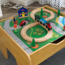 Reversible Wooden Activity Table With Board and Train Set - Natural