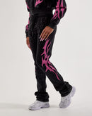 Red Fox Stacked Studded Flame Fleece Sweatpants