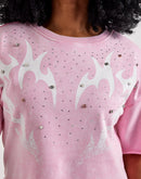 Red Fox Vintage Wash French Terry Rhinestone Cropped Tee