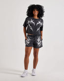 Red Fox Vintage Wash Fleece Rhinestone Shorts