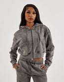 Red Fox Studded Cropped Fleece Full-Zip Hoodie