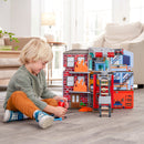 Adventure Bound: Wooden 2-in-1 Transforming Fire Truck Play Set With 17 Pieces and Lights and Sounds