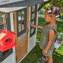 Riverscape Wooden Playhouse With Working Doorbell, Fence, Kitchen and Pet Door - White