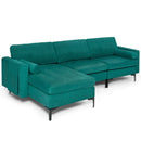 Modular 1/2/3/4-Seat L-Shaped Sectional Sofa Couch With Socket USB Port-3-Seat L-Shaped