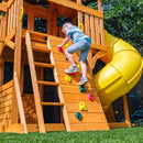 Boulder Station Wooden Swing Set / Playset With Tube Slide - Yellow