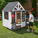 Riverscape Wooden Playhouse With Working Doorbell, Fence, Kitchen and Pet Door - White