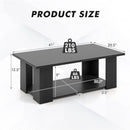 Large 36/41 Inch 2-Tier Wooden Modern Coffee Table With Storage Shelf-Black