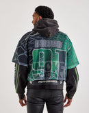 Smoke Rise Layered Fleece Sporty Jersey Hoodie