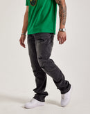 Smoke Rise Wave Effect Straight Distressed Denim Jeans