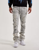 Smoke Rise Flame Rip & Repair Distressed Stacked Denim Jeans