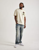 Smoke Rise Wave Effect Distressed Straight Denim Jeans