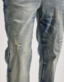 Smoke Rise Wave Effect Distressed Straight Denim Jeans