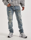Smoke Rise Vintage Bleach Effect Distressed Slim Denim Jeans