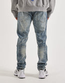 Smoke Rise Vintage Bleach Effect Distressed Slim Denim Jeans