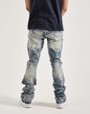 Smoke Rise Studded Star Distressed Stacked Flare Denim Jeans