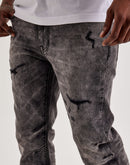 Smoke Rise Distressed Knee Burst Slim Denim Jeans
