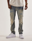 Smoke Rise Distressed Knee Burst Slim Denim Jeans