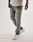 Smoke Rise Distressed Knee Burst Slim Denim Jeans