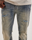 Smoke Rise Distressed Knee Burst Slim Denim Jeans