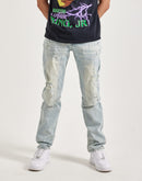 Smoke Rise Vintage Bleach Effect Distressed Slim Denim Jeans