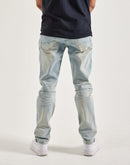 Smoke Rise Vintage Bleach Effect Distressed Slim Denim Jeans