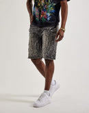 Smoke Rise Flame Applique Shorts