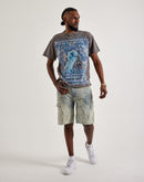 Smoke Rise Flame Applique Shorts