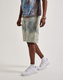 Smoke Rise Flame Applique Shorts