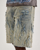 Smoke Rise Flame Applique Shorts