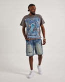 Smoke Rise Studded Patch Denim Shorts