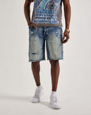 Smoke Rise Studded Patch Denim Shorts