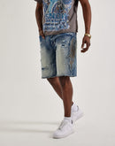 Smoke Rise Studded Patch Denim Shorts
