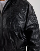 Smoke Rise Hooded Faux Leather Bomber Jacket